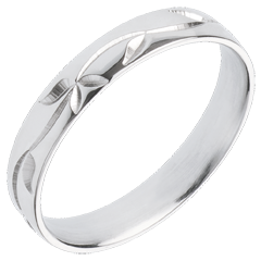 Fede Oro bianco Freschezza - Edera incisa - Oro bianco - 18 carati
