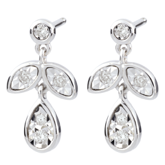 Orecchini Hesmé - Oro bianco - 9 carati - 10 Diamanti - 0.12 carati