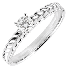 Anello Giardino Incantato - Solitario Treccia - Oro bianco - 9 carati - Diamante