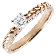Anello Giardino Incantato - Solitario Treccia - Oro rosa - 9 carati - Diamante