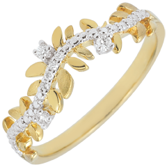 Anello Giardino Incantato - Fogliame Reale - Oro giallo - 9 carati - Diamanti