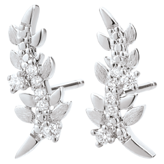Orecchini Giardino Incantato - Fogliame Reale - Oro bianco - 9 carati - Diamanti