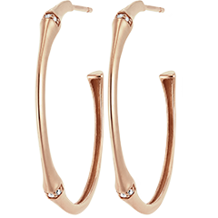 Orecchini creoli Giungla Sacra modello grande multi diamanti - oro rosa 18 carati