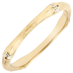 Anello Giungla Sacra - Multi diamanti 2 mm - oro giallo spazzolato 18 carati