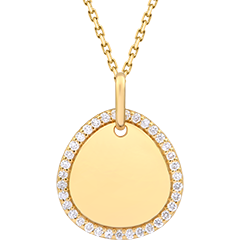 Graveerbare Aveline-medaillon – 18 karaat geelgoud en synthetische diamanten