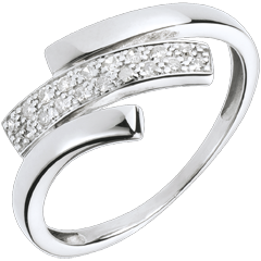 Anillo Grabado Felino - oro blanco 18 quilates