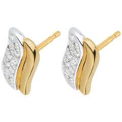 Pendientes Iconos Mágicos - dos oros - oro amarillo y oro blanco 18 quilates y diamantes