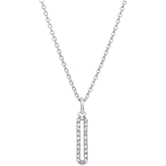 Halskette Cartouche pavée - 750er Weißgold und Diamanten