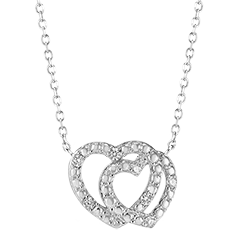 Halskette Kostbares Geheimnis - Vertraute Herzen - Weißgold, 9 Karat, mit Diamanten