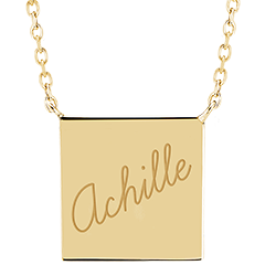 Halskette mit quadratischem Anhänger mit Gravur - Gelbgold, 9 Karat - Kollektion Lovely Yours - Edenly Yours