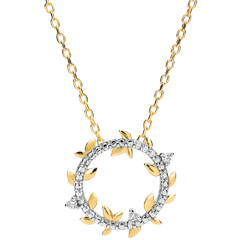 Halsketting Cirkel Magische Tuin - Gebladerte Royal - 9 karaat geelgoud met Diamanten