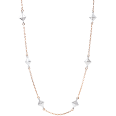 Halsketting Genesis - Ruwe Diamanten - 18 karaat witgoud en rozégoud