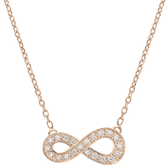 Halsketting Infinity - rozégoud met Diamanten - 18 karaat goud