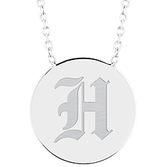 Halsketting met gegraveerd rond medaillon - 9K witgoud - ABC Yours Collectie - Edenly Yours