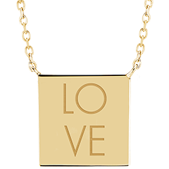 Halsketting met gegraveerd vierkant medaillon - 9K geelgoud - Lovely Yours Collectie - Edenly Yours