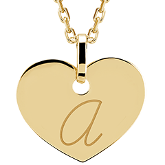 Heart medal engraved - 9K yellow gold - ABC Yours Collection - Edenly Yours