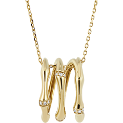 Ketting Heilige Jungle 3 rijen multi diamanten - 18 karaat geelgoud