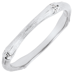 Ring Heiliger Urwald - Diamantenvielfalt 2 mm - 9 Karat gebürstetes Weißgold