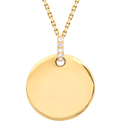 Hélène ronde graveerbare medaille – 18 karaat geelgoud en synthetische diamanten