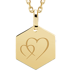 Hexagonal medal engraved - 9K yellow gold - Lovely Yours Collection - Edenly Yours
