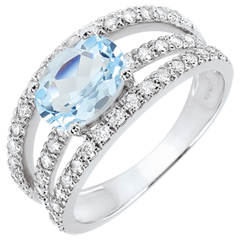 Inel de logodnă Destin - Ducesă variantă - topaz 1.57 carate şi diamante - aur alb de 18K