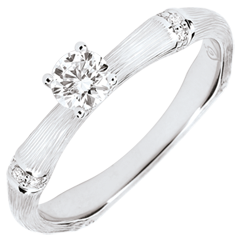 Inel de logodnă Junglă Sacră - diamant 0.2 carate - aur alb de 18K cu lustru periat