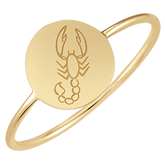 Inel medalion rotund gravat - Scorpio - aur galben de 9 carate - Colecția Zodiac Yours - Edenly Yours