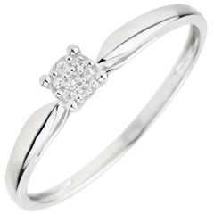 Inel Solitaire Miriadă de stele - diamant 0.04 carate - aur alb de 9K