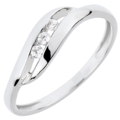 Inel Trilogie Cuib Preţios - Iubito - aur alb de 18K și diamante