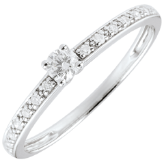 Inelul de Logodnă Aur Alb diamanr Solitaire Boreal - diamant 0.09 carate - aur alb de 9K
