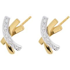 boucles d'oreilles noeud étoile - or blanc et or jaune 18 carats