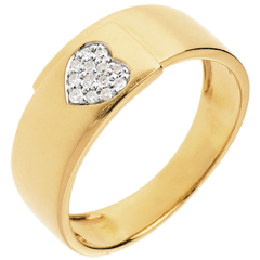 Bague Infini -coeur ardillon - or jaune 18 carats pavé - 13 diamants