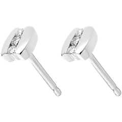 Boucles d'oreilles trilogie Nid Précieux - Parenthèse - or blanc 18 carats - 6 diamants