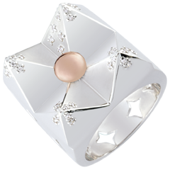 Bague Genèse - Montagne de Cristal - or blanc et or rose 9 carats