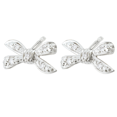 Boucles d'oreilles Noeud Ma chérie - or blanc 9 carats