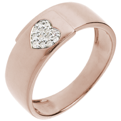 Bague coeur or rose 18 carats et diamants