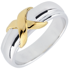 Anneau Signe or blanc et or jaune 9 carats