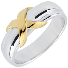 Yellow Gold and White Gold Sign Ring - 18 carats