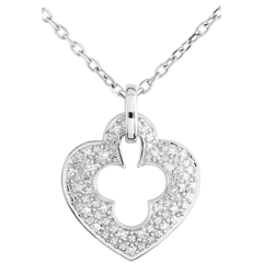 Pendentif or blanc 9 carats Diamant Serrure