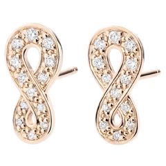 Earrings Infinity - rose gold and diamonds -18 carats