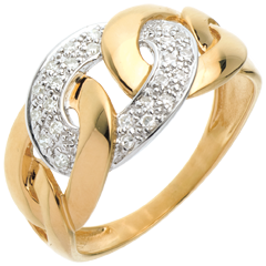 Chain ring yellow gold paved - 24diamonds
