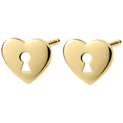 Earrings Precious Secret - Heart - Yellow Gold