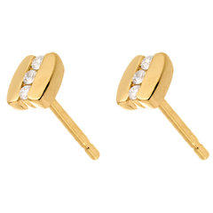 Cercei trilogie paranteză - aur galben de 18k - 6 diamante