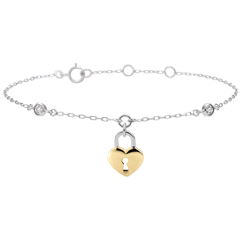 Pulsera Preciosa Secreto - Corazón - oro amarillo y oro blanco 9 quilates