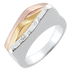 Anello Genesi - Linee Originarie - Oro bianco e Oro giallo - 18 carati - Diamanti