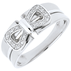 Anello Fiocco Corsetto - Oro bianco - 18 carati - 16 Diamanti 