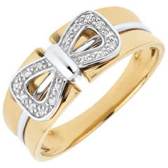 Anello Fiocco Coralie - Oro giallo e Oro bianco - 9 carati - 16 Diamanti 