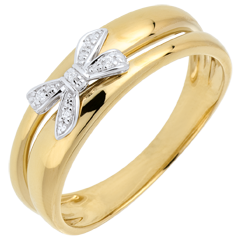 Anello Fiocco dell'Eden - Oro giallo - 9 carati - 5 Diamanti