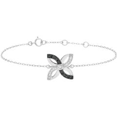 Bracciale Freschezza - Giglio d'estate - Oro bianco - 9 carati - Diamanti neri