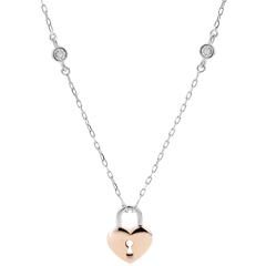 Collar Precioso Secreto - Corazón - oro blanco y oro rosa 9 quilates